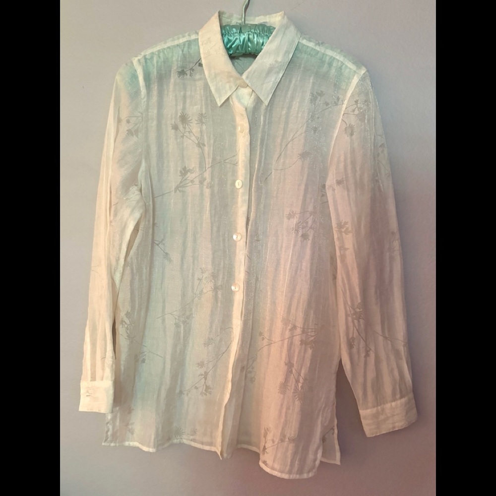 Beautiful Classic Lord & Taylor Sheer Summer White Blouse
